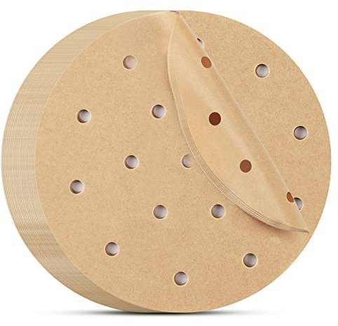 Beasea Air Fryer Round Liners 6 Inch, 200pcs Parchment Paper Unbleached Filter Paper Perforated Parchment Paper Bamboo Steamer Papers for Air Fryer and Steaming Basket