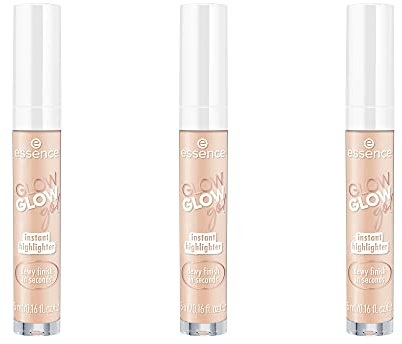 essence GLOW GLOW go! instant highlighter, Finish in Sekunden, Nr. 01 Fairy Lights, nude, strahlend frisch, strahlend, schimmernd, vegan, Nanopartikel frei, 3er Pack (3 x 5ml)