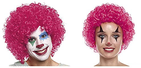 Clown Perücke Fuchsie Lockig [120 gr] Erwachsene Herren Damen Unisex 【Verschiedene Farben】Perücken Kostüme Karneval Halloween Party Clown Disco Cosplay