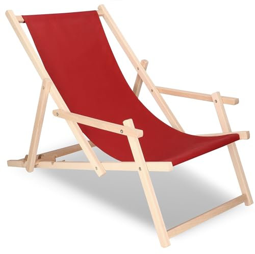 SPRINGOS sdraio in legno di faggio sdraio da giardino con braccioli sdraio da spiaggia
