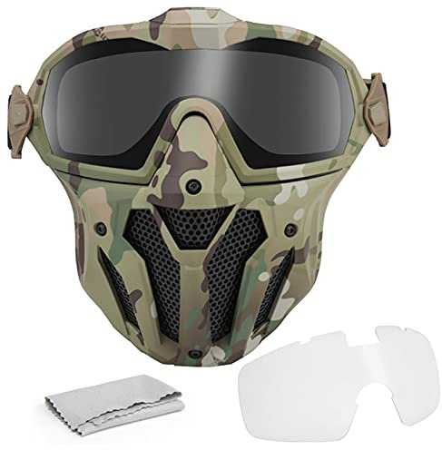 ACEXIER Masque de Paintball Militaire Lunettes détachables avec Ventilateur Anti-buée Tactique Airsoft Masque de Protection Complet Chasse et équipement