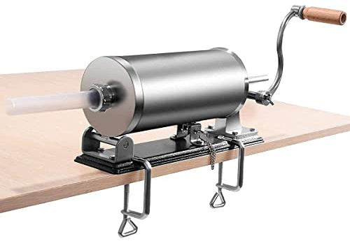 RELAX4LIFE Insaccatrice Manuale Orizzontale Acciaio Inox per Salsicce (3KG) | Macchina per Insaccare Salsicce con Tubi di Diversi Diametri, Fissaggio al Piano di Lavoro Solido e Regolabile