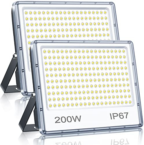 YIQIBRO LED Strahler Außen 200W 2 Stück, 30000LM 6500K LED Scheiwerfer