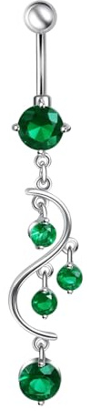 Lieson Bauchnabel Ring Piercing, Anhänger Bauchnabelpiercing Chirurgenstahl Lang Welle mit Zirkonia Bauchnabelpiercing Banane Bauchnabel Schmuck