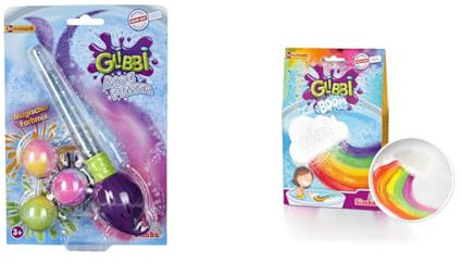 Simba 105953570 - Glibbi Badepinsel, Pinsel mit DREI Badebomben, färbt das Wasser bunt, magischer Zauberstab, ab 3 Jahren & 105953451 - Glibbi Boom Regenbogenbombe, Badewannenspielzeug ab 3 Jahren