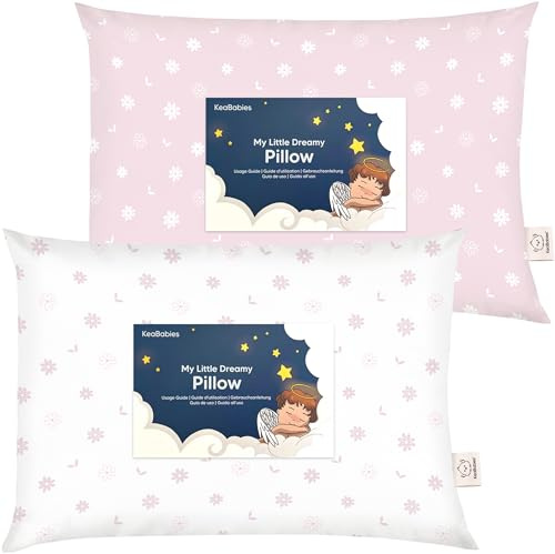 KeaBabies 2-pack barnkudde – mjuk ekologisk bomull barnsäng kuddar för småbarn – liten kudde – barnkudde för sömn – kudde för barnsäng – kudde för resor, skola, tupplur – barnsäng kudde (tusensköna)