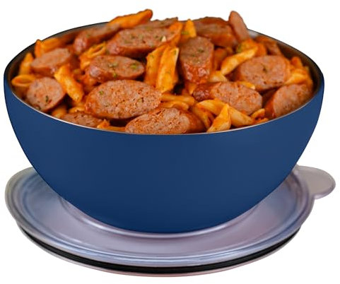 served Large Insulated Serving Bowl with Lid (100oz/3QT) - Double-Walled Stainless Steel Bowl for Hot & Cold Food - Vacuum Insulated, Spill-Resistant Thermal Bowl for Parties, Casseroles, Tailgates