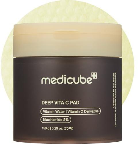 medicube Tampons Tonifiants Pour Le Visage Deep Vita C Pour Un Teint Irrégulier, 500 000 Ppm D'Eau Vitaminée Et 3 Types De Vitamines, Hydratants Et Resurfaçants (70 Unidades)