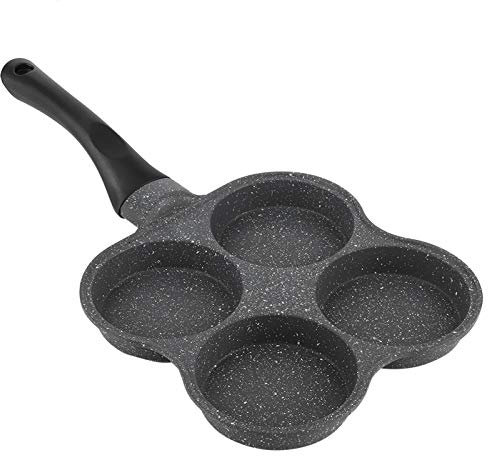 Ejoyous Poêle à Pancakes Poêle à Crêpes 4 Trous Poêle à œufs Frits à Revêtement Antiadhésif avec Poignée Antidérapante pour Cuisiner des Omelettes Steaks ou Crêpes Hamburgers