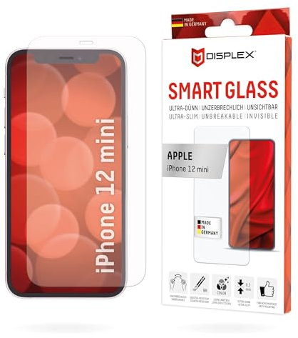 Displex Smart Glass (9H) für Apple iPhone 12 mini, Montagesticker, unzerbrechlich, ultra-dünn, unsichtbar