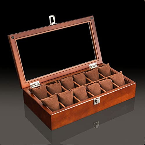 BONOOL Hölzerne Uhrenbox Organizer Top Holzuhr Display Mode Kaffee Aufbewahrung Uhrenhalter Uhrengehäuse (Farbe: Weiß-Patch Five-Pointed Star4, Größe: 12 Slots)