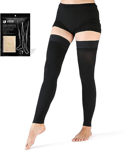 VARCOH Calze Compressione Graduata Donna, Calze Compressione Graduata Uomo, Calze a Compressione Senza Piede 20-30 mmHg per TVP, Gravidanza, Vene Varicose