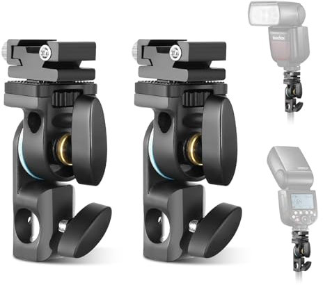 Godox AD-E2 Camera Flash Speedlite Mount Flash Bracket Cold Shoe Mount with Umbrella Holder Universal 1/4' Screw for DSLR Camera, Speedlite (2 Packs)