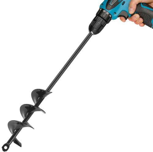 Genubi Industry 2 x 14.5 Inch Auger Drill Bit for Planting - Garden Spiral Hole Drill Planter for Bulb Planting, Bedding Plants, Umbrella Holes - 3/8 Inch Hex Drive Drill