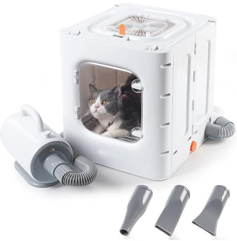 Asciugatrice per Animali Domestici Grande capacità da 62 L, Controllo Intelligente della Temperatura E Asciugatura A 360°, Phon per Cani Silenzioso per Gatti E Cani di Piccola Taglia