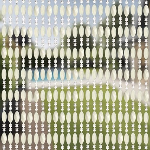 Trente Cortina de Cuentas Duo - Mosquitera para Ventana, Varias Medidas y Colores, Mosquitera para Puerta de Balcón, Perlas Antiinsectos, Cortina de Moscas Blanca 90 x 200 cm
