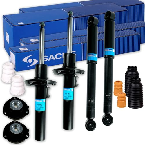 4x Sachs Stoßdämpfer 2x Domlager Protection Kit vorne + hinten | 313320 + 900310 + 317575 + 900104 + 802321 Kompatibel mit Caddy III Großraumlimousine (2KB, 2KJ, 2CB, 2CJ),Caddy III Kasten/