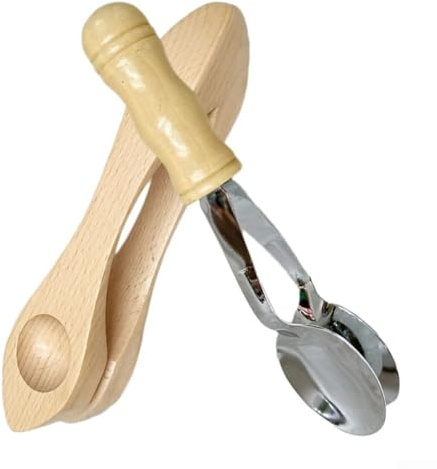 Musiklöffel-Set, 2 traditionelle Schlaginstrumente aus Holz und Metall für Veranstaltungen