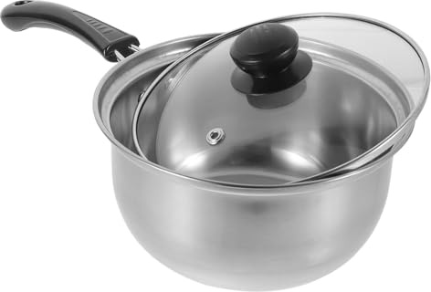 Amosfun Pentola in Acciaio Inossidabile Spessa per Casa, Casseruola Antiaderente Manico in Plastica, Operazione una Mano, per Zuppe Calde e Cottura Semplice