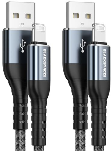 BLACKSYNCZE Cavo iPhone [2Pezzi 3M] Certificato MFi Cavo Caricatore iPhone Carica Rapida Nylon Cavo Lightning Compatibile con iPhone 14 13 12 11 Pro Max 12 13 Mini XR XS Max X 8 7 6s 6 Plus SE 2020