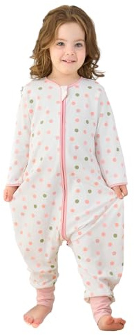 Baby sovsäck sommar med fötter 0,5 tog 100 % bomull barn sommar sovsäck med ärmar för pojkar och flickor, Punkt, L/95-105CM