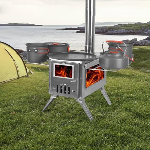 LESBJFDM Camping-Holzofen, tragbare Zeltöfen, Campingheizung für Zelt, Holzofen zum Heizen zu Hause, Camping, Eisfischen, Grillen, Wandern, Reisen