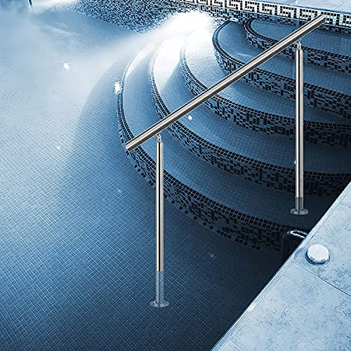 Barandilla de piscina con kit de instalación, barandilla metálica ajustable para escalones y escaleras, ideal para jardín, porche, uso en interiores y exteriores