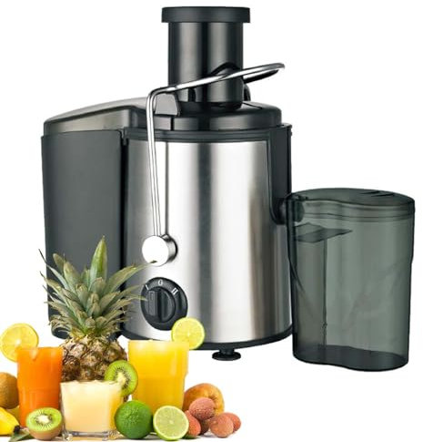 LXWKAI Exprimidor centrífugo, Extractor de Frutas y Verduras de 2 velocidades, Separador de residuos de Jugo, exprimidor Completamente automático, tolva de alimentación de 65 mm de Ancho