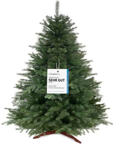 Weihnachtsbaum künstlich 120cm 100% PE Spritzguss - TESTSIEGER - Naturgetreu, dichte Zweige, Künstlicher Weihnachtsbaum mit Holzständer und Aufbewahrungstasche – Tannenbaum künstlich von Pure Living