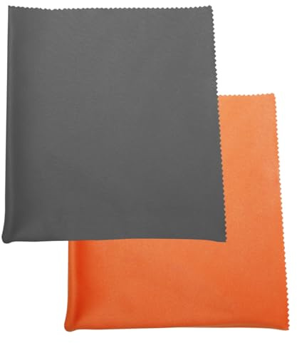 argus extra großes XXL Brillenputztuch 2er Pack 30 x 40 cm orange und grau waschbar ökologisch