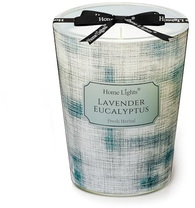 HomeLights Velas de cera de soja para el hogar Velas perfumadas de una mecha con aroma a lavanda y eucalipto, ideal para fiestas, con un diseño minimalista escandinavo relajante, 6.7oz