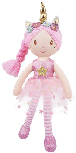 Lullaberry 40 cm große Einhorn-Puppe Anya – rosa Haar-Plüsch-Stoffpuppe für Kleinkind-Mädchen – weiches Begleiter-Geschenk für 2+ Jahre – rosa Kleid