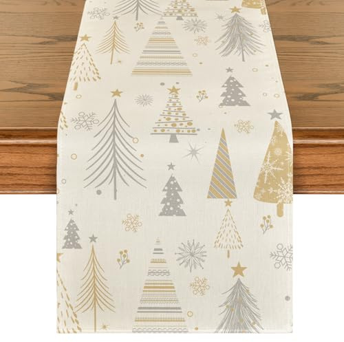 Artoid Mode Bäume Schneeflocken Sterne Weihnachten Tischläufer, Winter Xmas Küche Tisch Dekoration Urlaub Party Dekor 40x140 cm