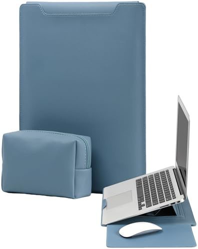 YealRed 15-16 Pollici Laptop Custodia Porta Supporto per MacBook Air 15 M5-M2 (2026-2023), MacBook Pro 16 M5-M1 Pro/Max (2026-2019), MacBook Pro 15 M3/M2, con Tasca Caricabatterie (Grigio-blu)