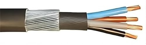 4mm² 4 Core SWA Armoured Electric Cable – BS5467 PVC, Coloured Cores – Steel Wire Armoured Power Cable for Outdoor & Underground Use (20 Metres)