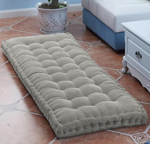 uyeoco 8 Dickes Bankauflage Bankkissen, Sitzkissen Bank Sitzauflage Innen Outdoor, Gute Qualität Waschbare Gartenbank Auflage, Rechteck Sitzkissen Groß Für Stuhl Boden Bürostuhl(hellgrau,180x50cm)