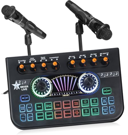GALPADA Podcast Equipment Kit Double Microphone and Sound Card Professional Dj Equipment Bundle for Live Streaming Recording and Singing