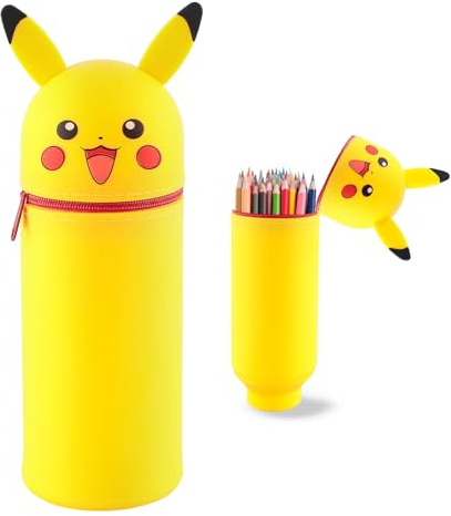 Dowdiles Federmäppchen aus Weichem Silikon Cartoon Stand Up Federmäppchen,Tier Stifthalter,Niedliche Schulbedarf,Stifte Mäppchen,Stifthalter Bleistifttasche Gelb