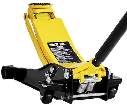 VEVOR Cric Hydraulique à Profil Bas Capacité 2 T, Cric Rouleur en Acier, Plage de Levage 7,5-50,5 cm, avec Pompe de Levage Rapide à Double Piston, pour Lever Voitures de Sport et Berlines, Entretien