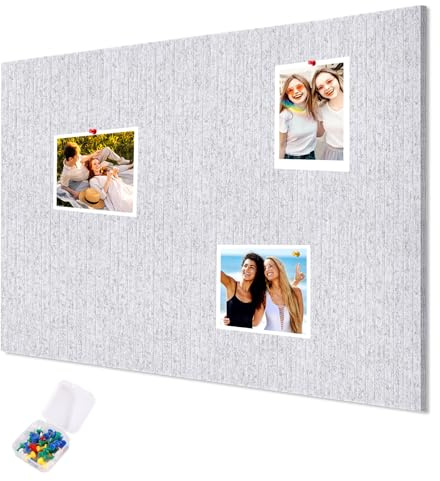 Stor anslagstavla, självhäftande filt, 120 x 90 cm, med 30 väggstift, korktavla för vägg, vikbar fototavla, korkpanel för vägg, memotavla, visionstavla för kontor, kök, anteckningar