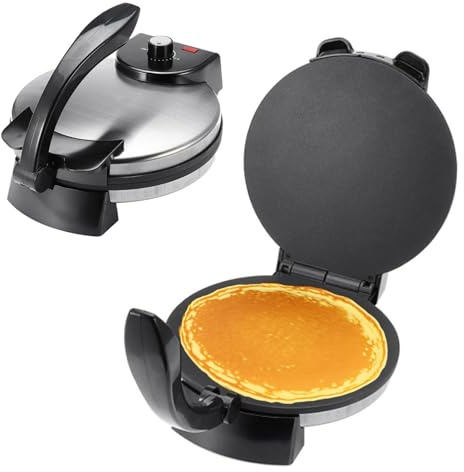 Máquina eléctrica Roti, prensa de tortillas antiadherente de 10 pulgadas con temperatura ajustable y luces indicadoras para cocinar versátil