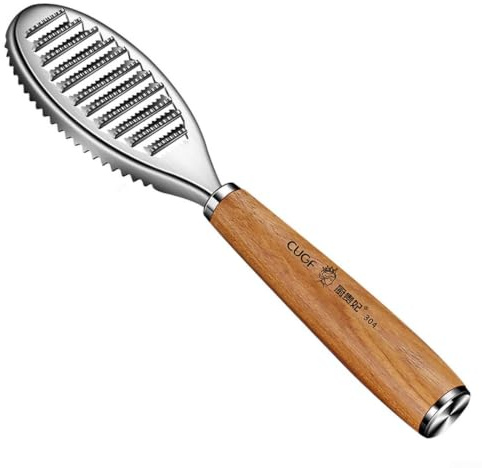 Fischentschupper Edelstahl mit gezackten Zähnen – sicherer Fischschuppen-Entferner gegen Spritzer – unverzichtbares Kochwerkzeug für Angler, 21,5 cm