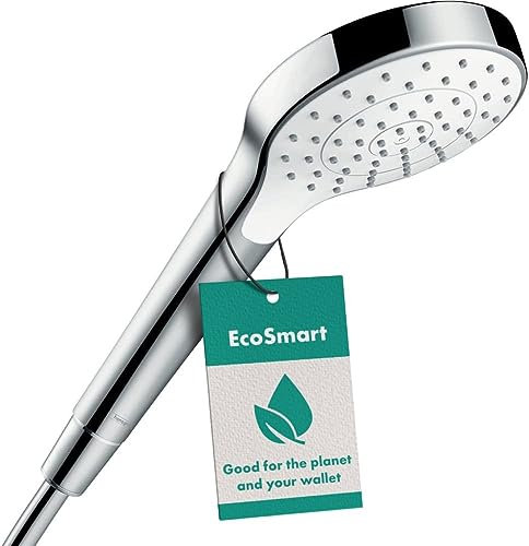 hansgrohe Duschkopf Croma S, Duschbrause wassersparend, 1 Strahlart, Antikalk-Funktion, Weiß/Chrom