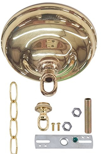 B&P Lamp® Polished & Lacquered Brass Finish, Ceiling Light Canopy Plate Kit, 5 1/2 Inch Diameter