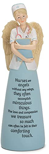 Nurses are Angels Without Wings Blue 6 Inch Resin Tabletop Angel Figurine