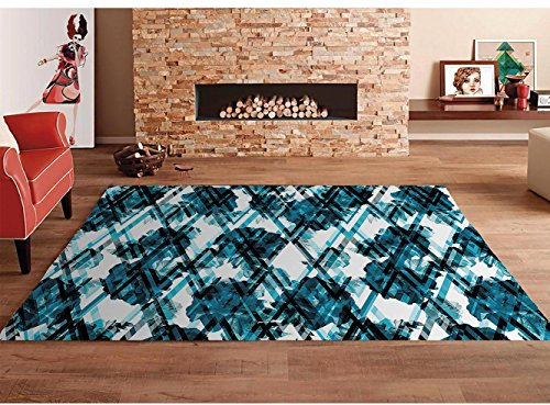 Oedim Teppich Damast Muster Blau Mehrfarbig PVC | verschiedene Maßnahmen | Teppichboden PVC | Boden vinilico | Zuhause 95 x 120 cm