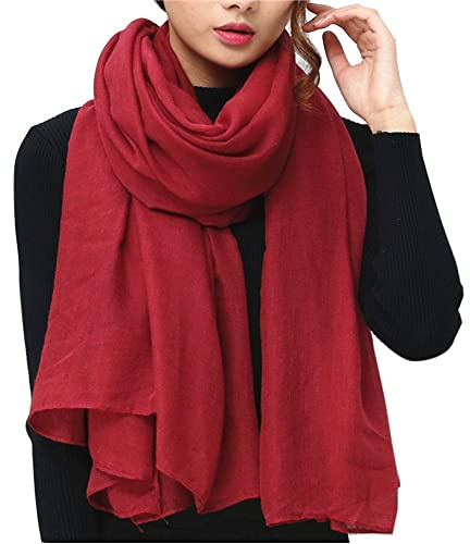 Halsdukar damer halsduk vinterhalsduk damer vinter damer halsduk halsduk halsduk kvinnor XXL 180 cm x 120 cm, Vinröd, En Storlek