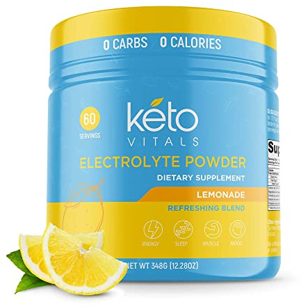 Keto Vitals Electrolytes Powder | Keto-Friendly Electrolytes with Potassium, Magnesium, Sodium, Calcium | Keto Electrolytes Supplement Energy Drink Mix | Sugar-Free, Zero Calories, Zero Carbs