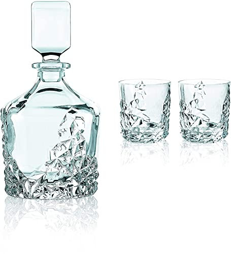 Nachtmann 3-teiliges Whiskyset, Whiskydekanter + Whiskygläser, 750/365 ml, Sculpture, 101984, Kristall Klar