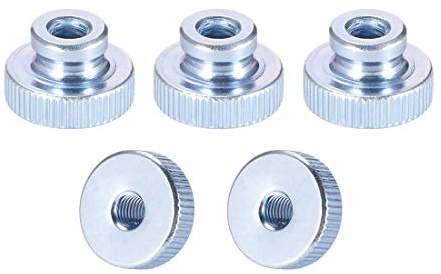 uxcell Knurled Thumb Nuts, 5Pcs M6x1mm Iron Round Knobs Fasteners for 3D Printer Parts, Silver Tone